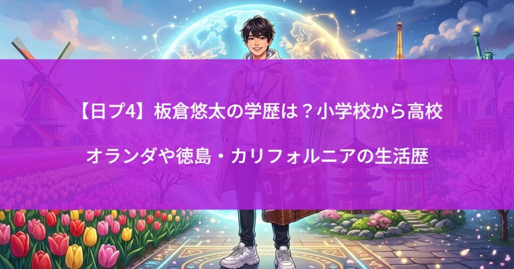【日プ4】板倉悠太の学歴は？小学校から高校｜オランダや徳島・カリフォルニアの生活歴