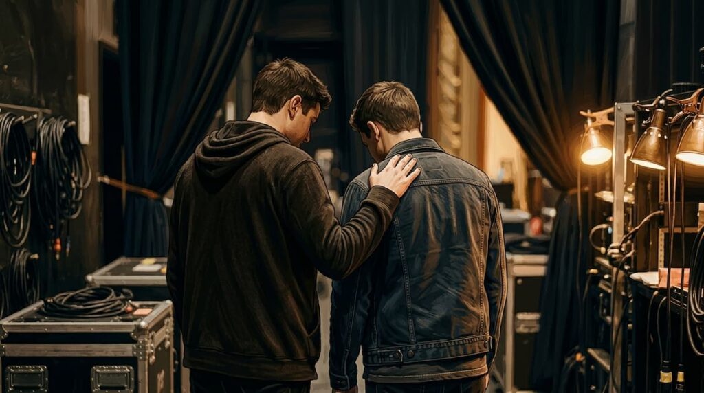 日プ新世界第3話・backstageで寄り添う2人のイメージ