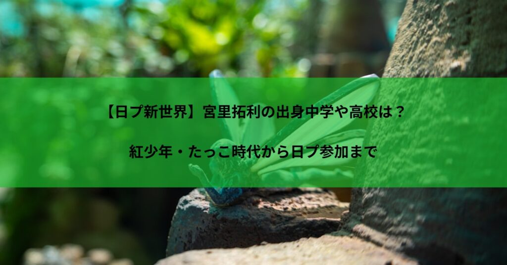【日プ新世界】宮里拓利の出身中学や高校は？紅少年・たっこ時代から日プ参加まで