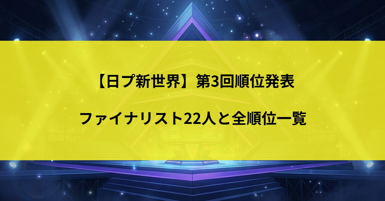 第3回順位発表 ファイナリスト22人
