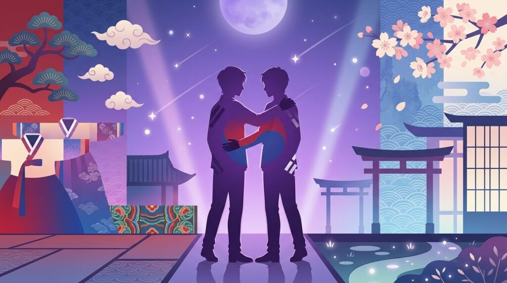 パク・シヨンさんとオ・シンヘンさんの韓国ケミをイメージしたイラスト