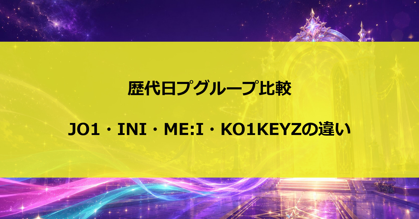 歴代日プグループ比較|JO1・INI・ME:I・KO1KEYZの違い
